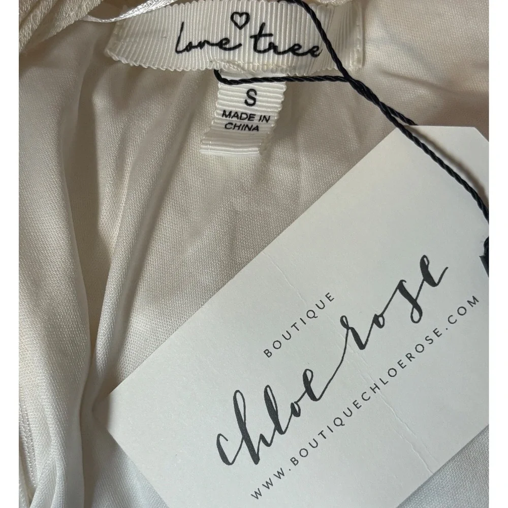 NWT Love Tree Tiered Ruffle Mini Dress Cream Cottage-core Coastal Cowgirl Size S